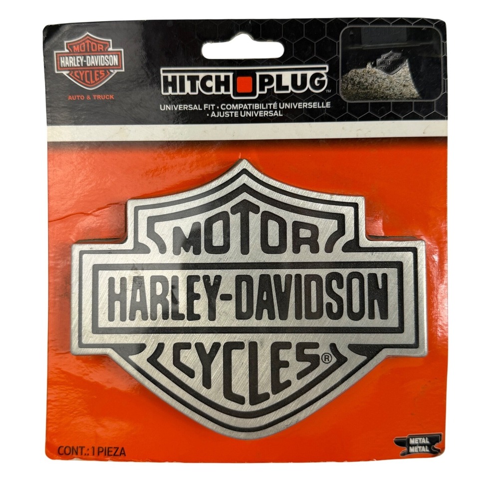 Harley-Davidson Metal Hitch Plug Bar & Shield Logo Brushed Silver ART-HD-1755-J